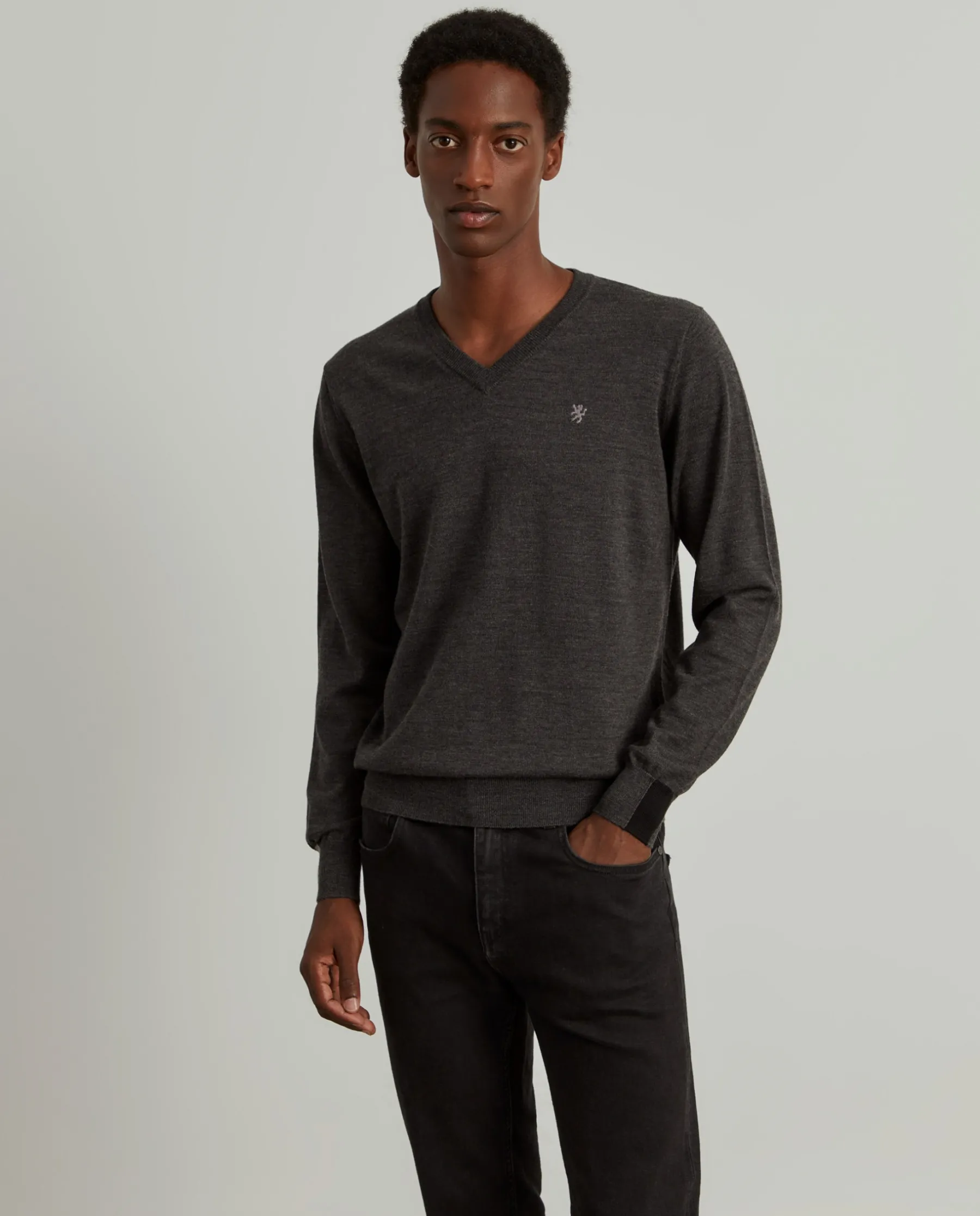 LION OF PORCHES Pullovers^Pullover de lã decote em V