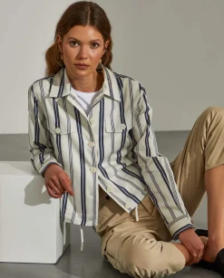 MULHER LION OF PORCHES Camisas^Sobrecamisa com riscas e cintura ajustável