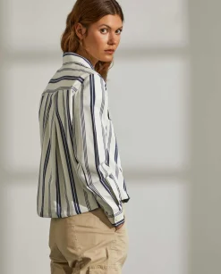 MULHER LION OF PORCHES Camisas^Sobrecamisa com riscas e cintura ajustável
