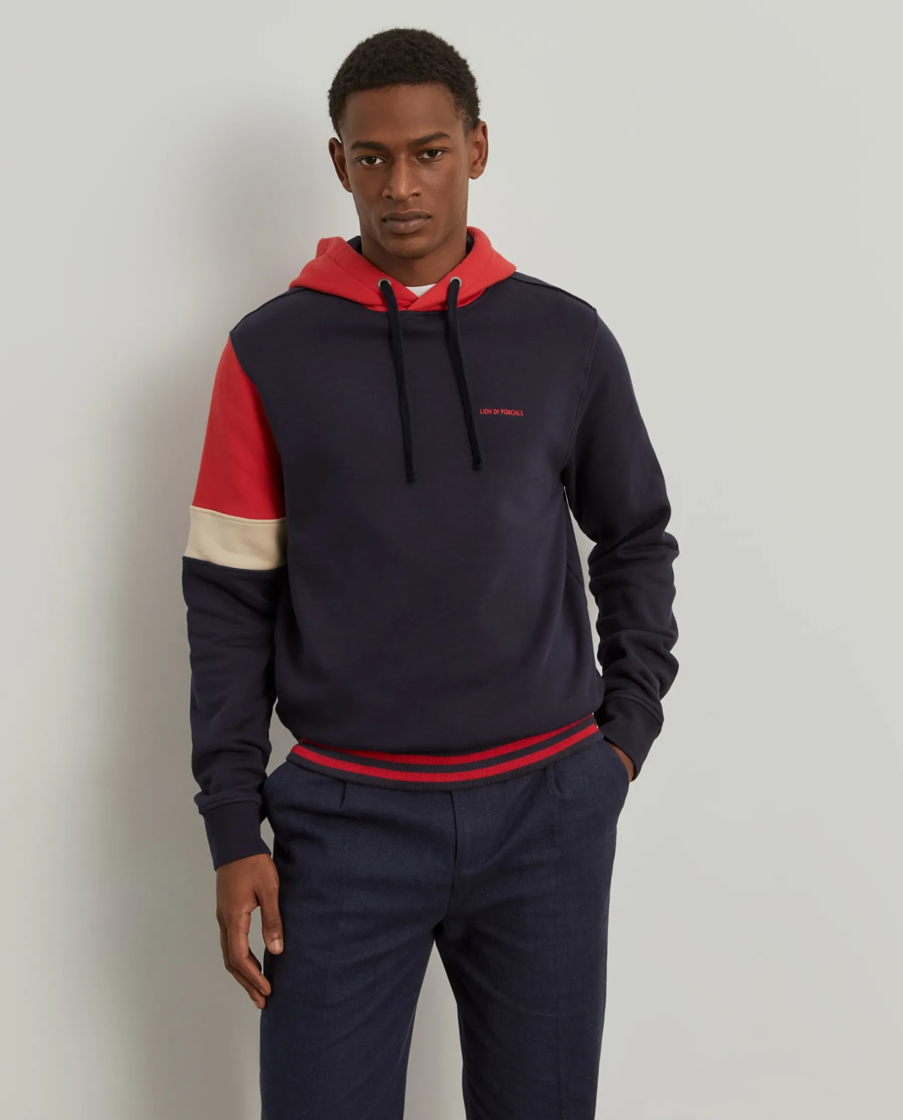 LION OF PORCHES Sweats^Sweater com capuz color block