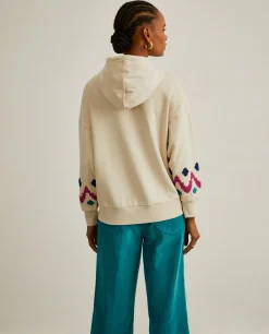 MULHER LION OF PORCHES Sweats^Sweater com capuz e bordado jacquard nas mangas