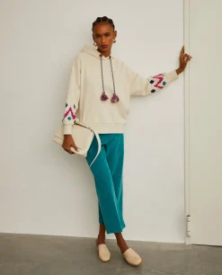 MULHER LION OF PORCHES Sweats^Sweater com capuz e bordado jacquard nas mangas