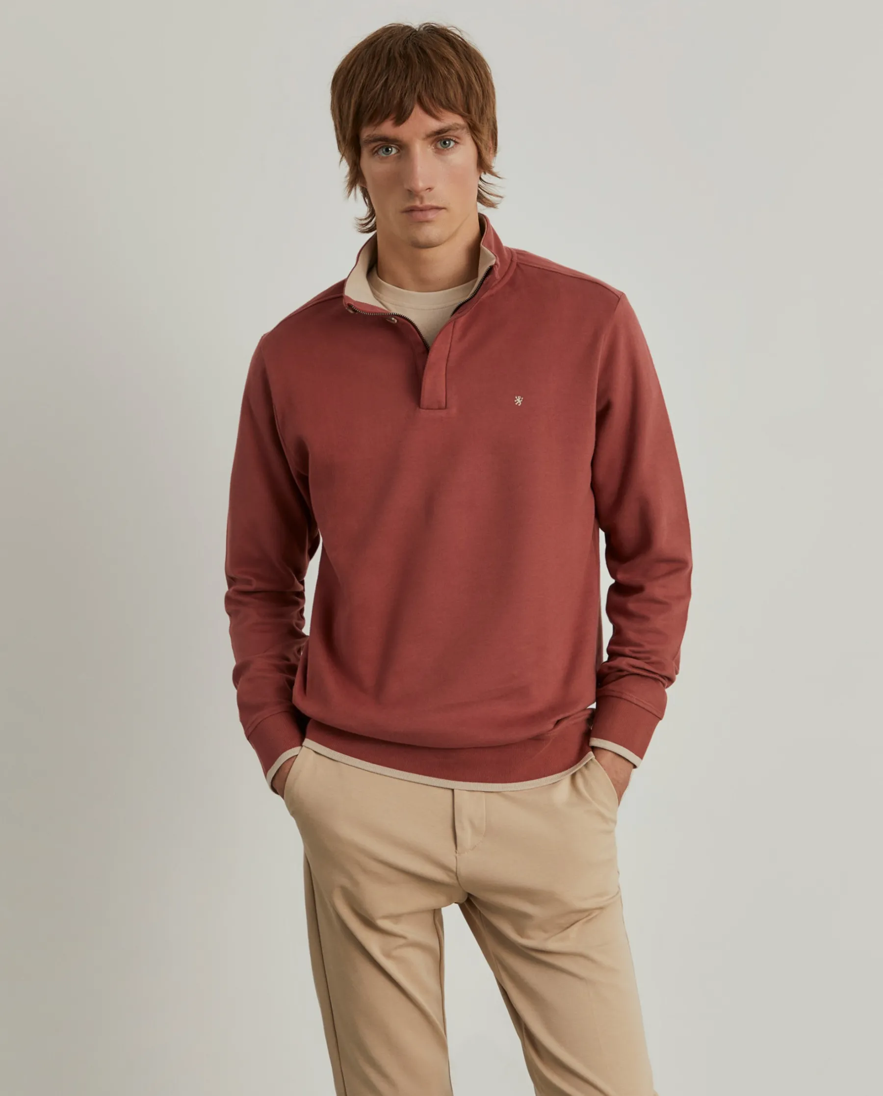 LION OF PORCHES Sweats^Sweater de algodão com botões e meio fecho