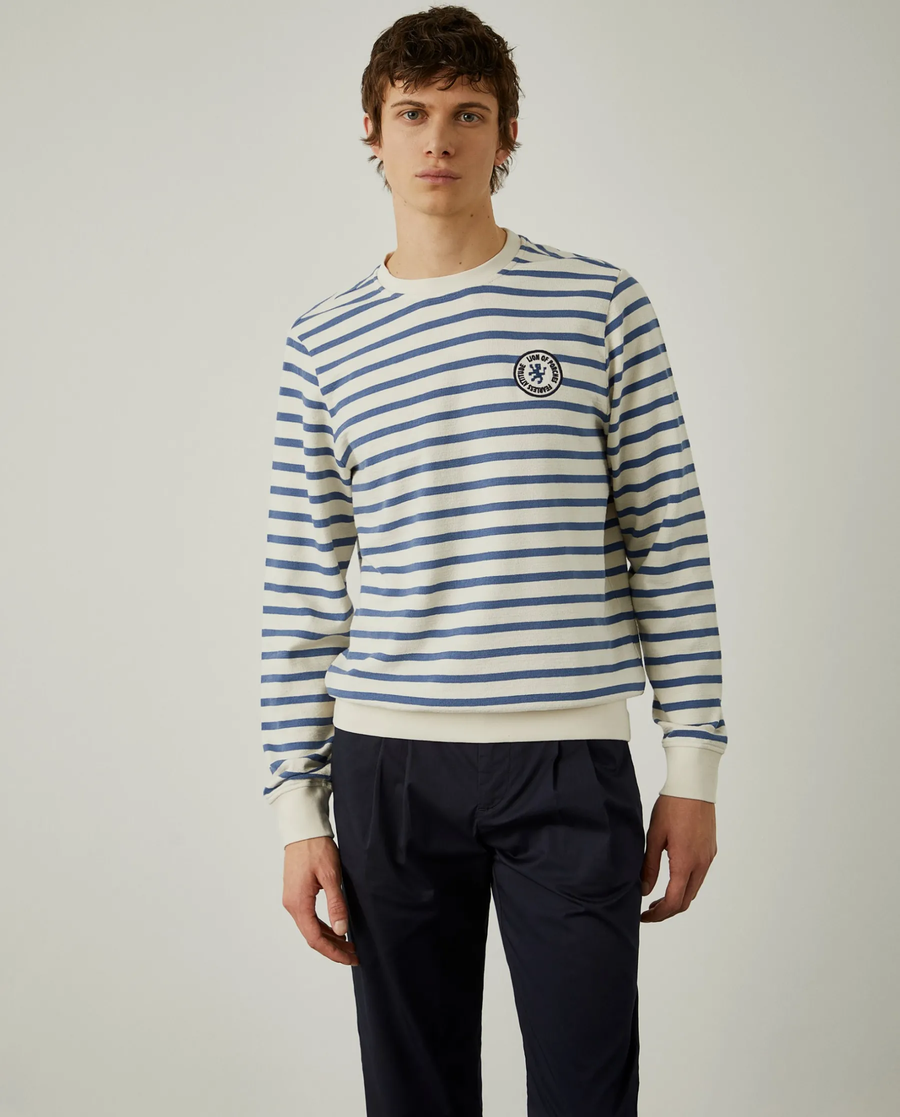 LION OF PORCHES Sweats^Sweater de algodão com padrão de riscas