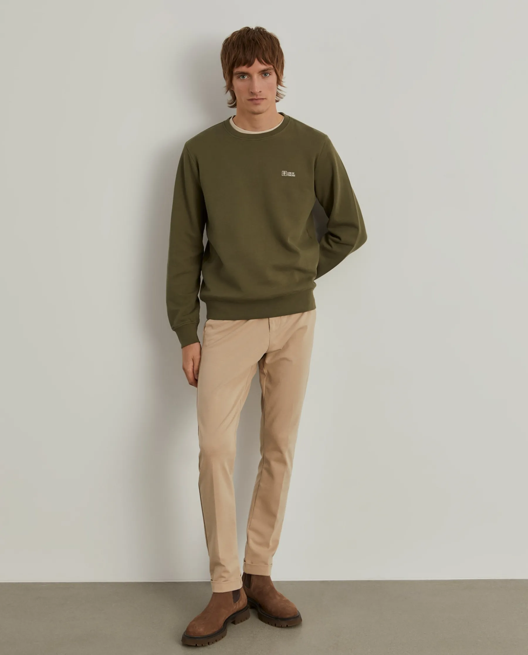 LION OF PORCHES Sweats^Sweater decote redondo em malha piqué