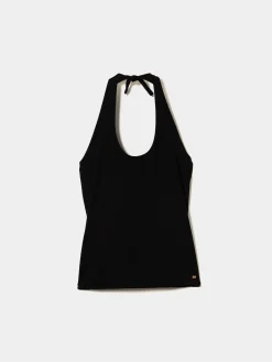 MULHER LION OF PORCHES Túnicas / Tops^Top halter de malha com costas abertas