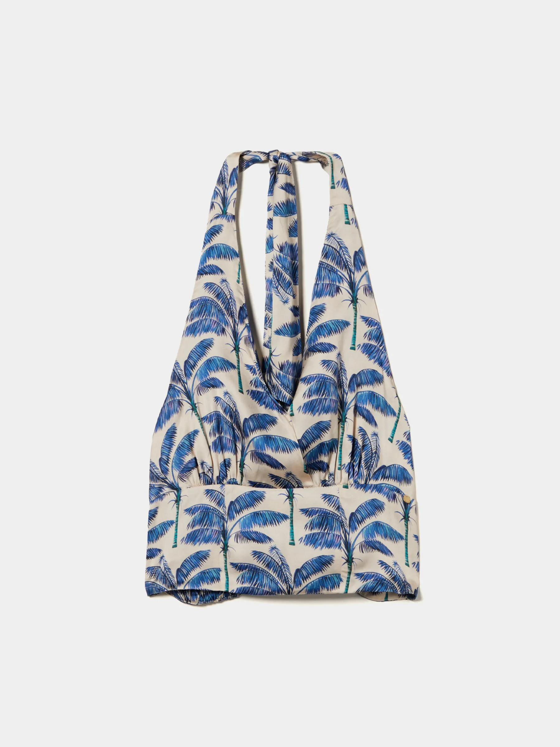 MULHER LION OF PORCHES Túnicas / Tops^Top halter fluido com padrão palmeiras