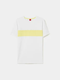 LION OF PORCHES T-Shirts^T-shirt 100% algodão com barra em contraste