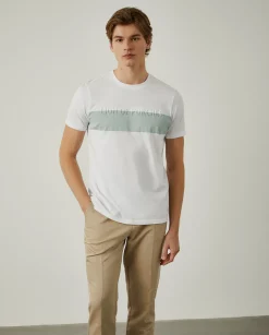 LION OF PORCHES T-Shirts^T-shirt 100% algodão com barra em contraste