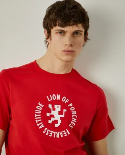 LION OF PORCHES T-Shirts^T-shirt 100% algodão com logotipo