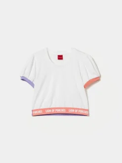 LION OF PORCHES T-Shirts^T-shirt cropped com manga balão