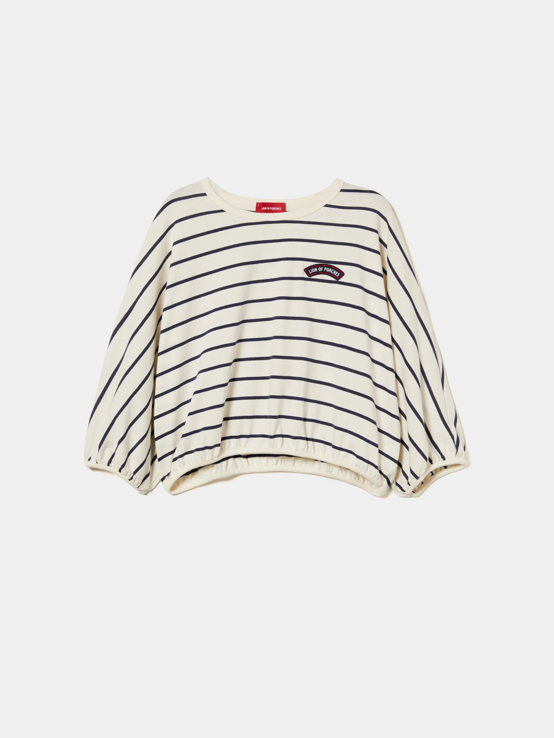 MULHER LION OF PORCHES Camisolas^T-shirt cropped às riscas com manga abalonada