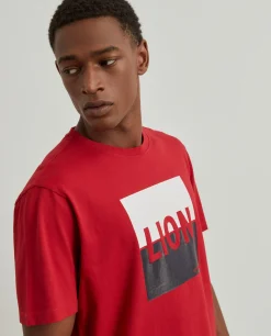 LION OF PORCHES T-Shirts^T-shirt de algodão com estampado
