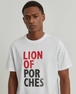 LION OF PORCHES T-Shirts^T-shirt de algodão com estampado