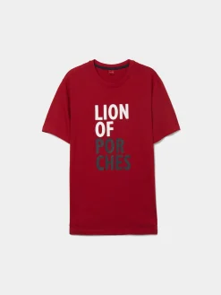 LION OF PORCHES T-Shirts^T-shirt de algodão com estampado