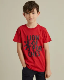 LION OF PORCHES T-Shirts^T-shirt de algodão com estampado