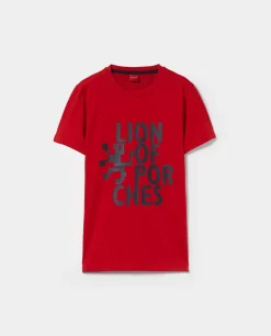 LION OF PORCHES T-Shirts^T-shirt de algodão com estampado