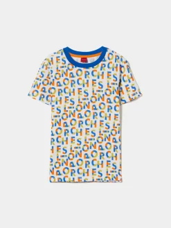 LION OF PORCHES T-Shirts^T-shirt de algodão com logotipo all over