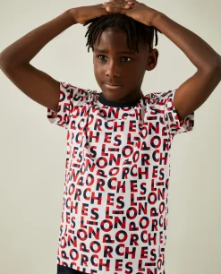 LION OF PORCHES T-Shirts^T-shirt de algodão com logotipo all over