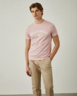 LION OF PORCHES T-Shirts^T-shirt de algodão com logotipo no peito