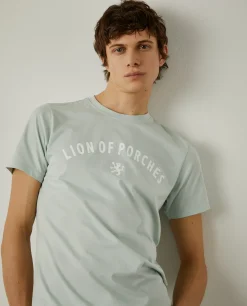 LION OF PORCHES T-Shirts^T-shirt de algodão com logotipo no peito