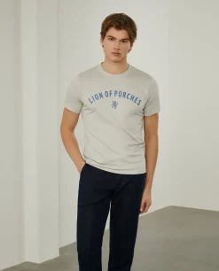 LION OF PORCHES T-Shirts^T-shirt de algodão com logotipo no peito