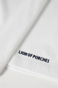 MULHER LION OF PORCHES T-Shirts^T-shirt de algodão decote em V