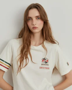 MULHER LION OF PORCHES T-Shirts^T-shirt feminina de algodão Lion x FDI