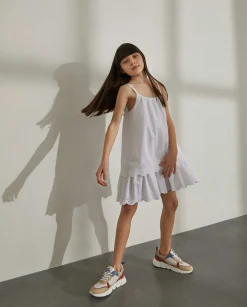 LION OF PORCHES Vestidos / Macacões^Vestido branco de bordado inglês