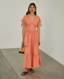 MULHER LION OF PORCHES Vestidos / Macacões^Vestido comprido com folhos e alças ajustáveis