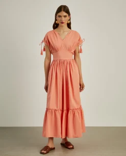 MULHER LION OF PORCHES Vestidos / Macacões^Vestido comprido com folhos e alças ajustáveis