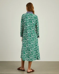 MULHER LION OF PORCHES Vestidos / Macacões^Vestido de linho e algodão com estampado abstrato