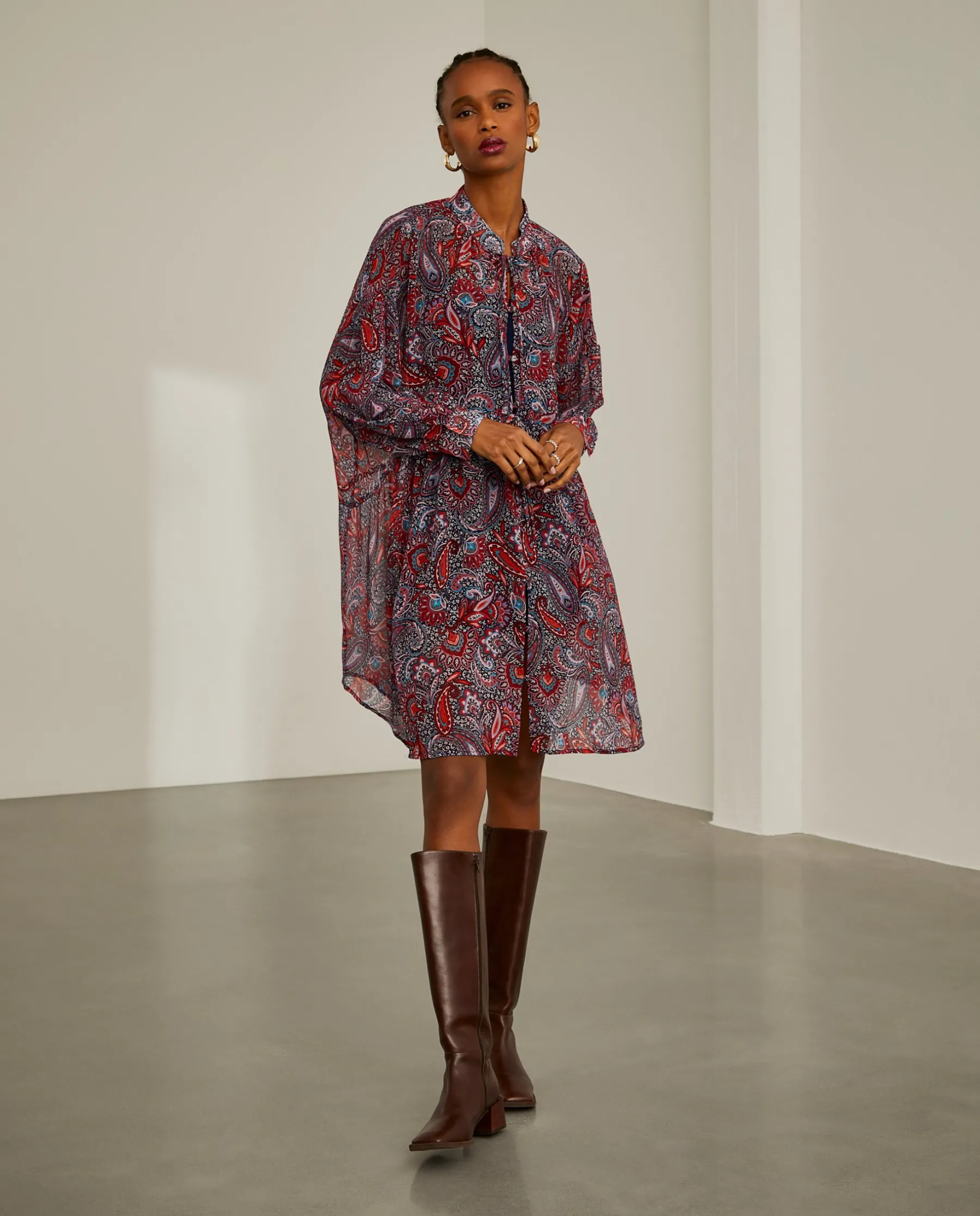 MULHER LION OF PORCHES Vestidos / Macacões^Vestido fluido com padrão cornucópias