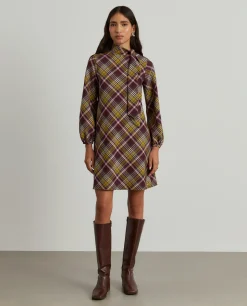 MULHER LION OF PORCHES Vestidos / Macacões^Vestido tartan manga comprida